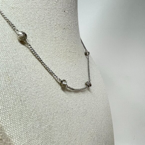 Avon Love Knot Necklace Signed Vintage Silver-Tone Dainty Minimal Layers - Picture 3 of 8